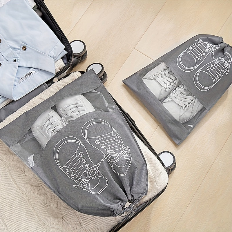 10\u002F5pcs Lightweight Non-woven Travel Shoe Storage Bags - Waterproof, Transparent & Perfect for Organizing
