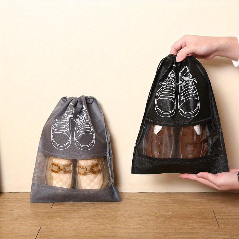 10\u002F5pcs Lightweight Non-woven Travel Shoe Storage Bags - Waterproof, Transparent & Perfect for Organizing