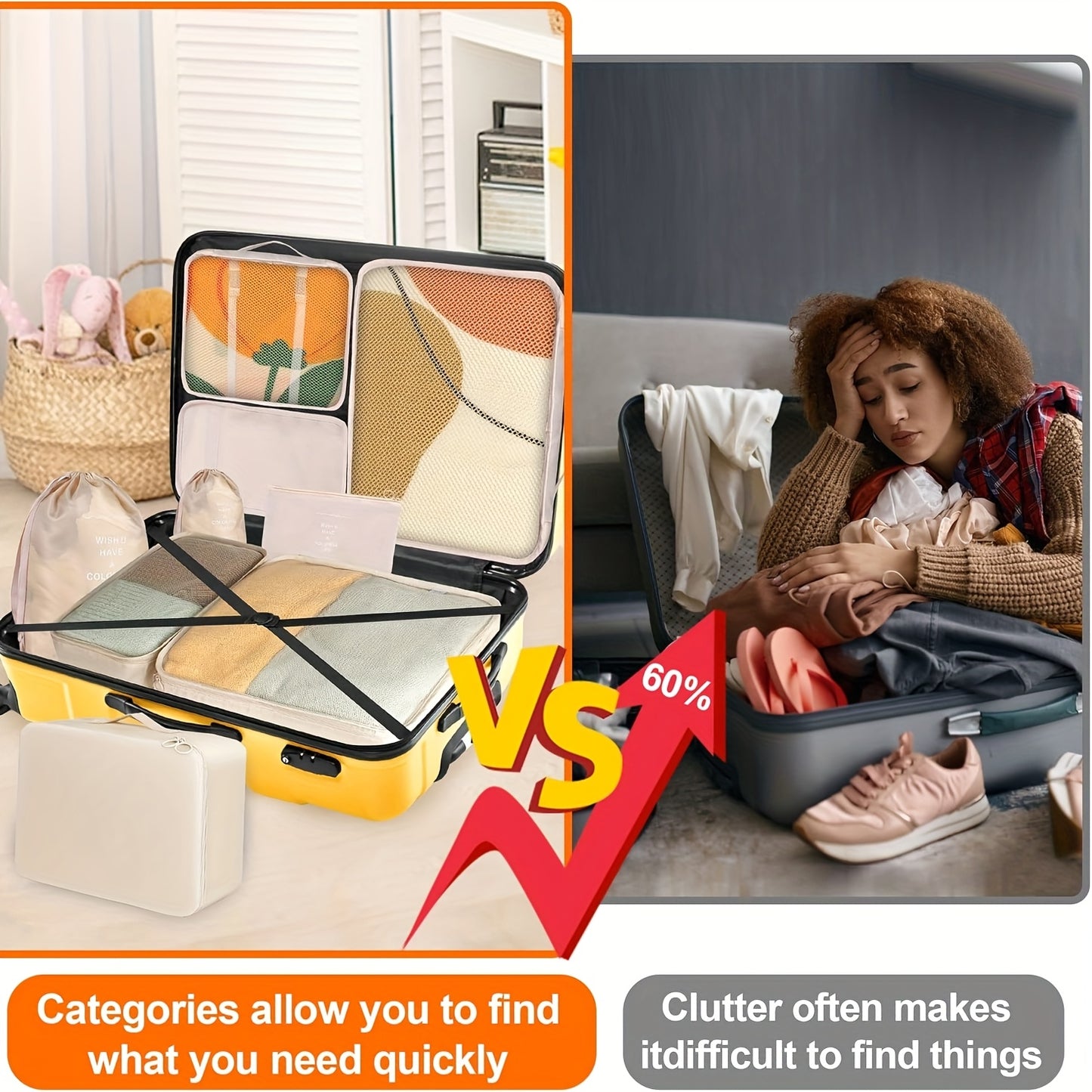 8pcs Suitcase Packing Box, Travel Luggage Packing Organizer With Laundry Bag, Compression Storage Shoe Bag, Clothing Lingerie Bag, Suitable For Both Men And Women - A Must-have Product For Going Out And Preventing Your Clothes From Getting Messy!