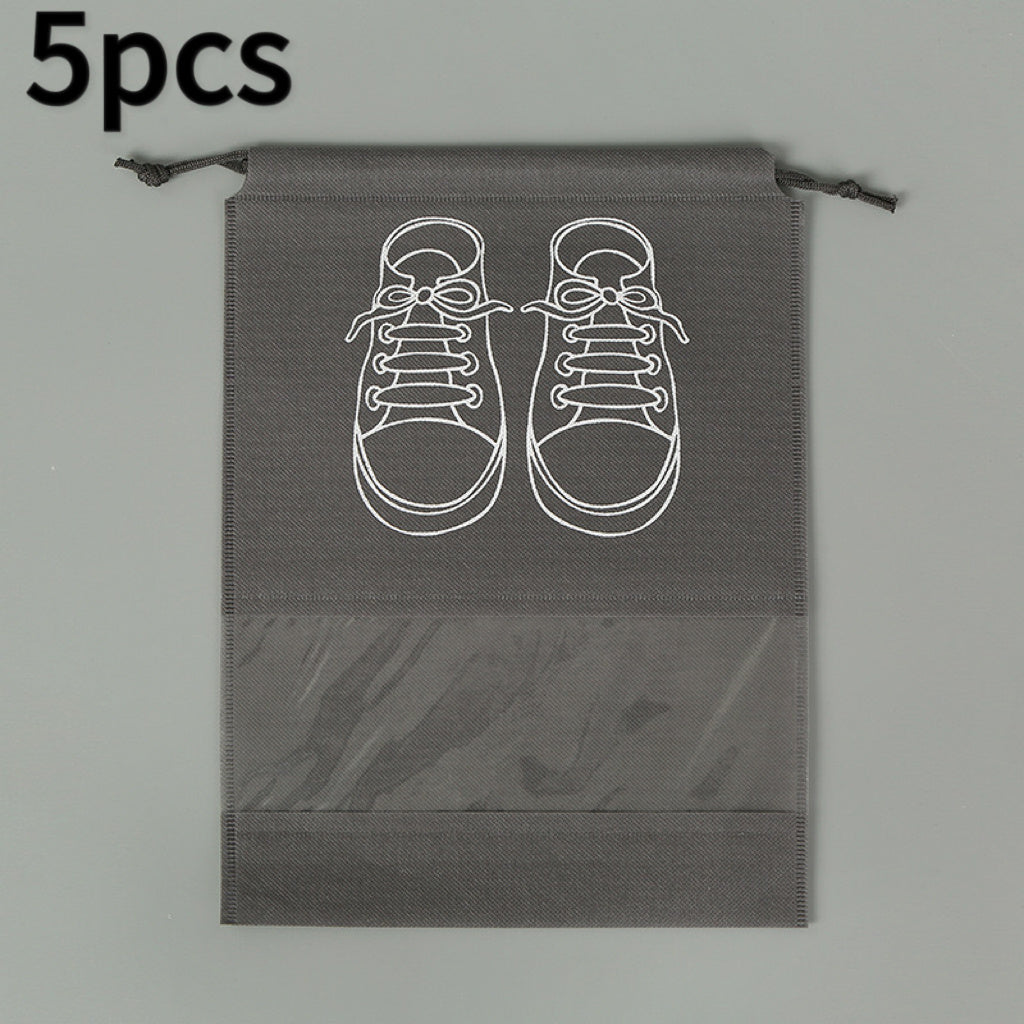 10\u002F5pcs Lightweight Non-woven Travel Shoe Storage Bags - Waterproof, Transparent & Perfect for Organizing