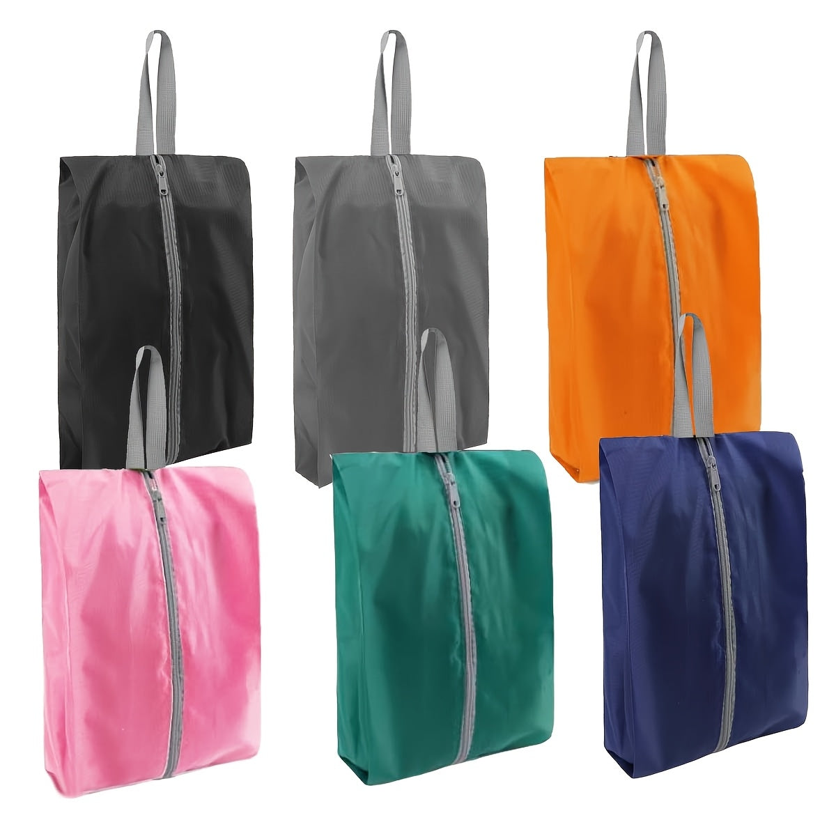 6pcs Foldable Nylon Shoe Organizer Bags with Zipper Closure & Handles, Portable Multicolor Storage for Shoes, Clothes & Accessories, 16.5 x 8.6 Inches, Ideal for Travel & Home Organization (Orange, Gray, Pink, Green, Blue, Black), Shoe Storage Organizer