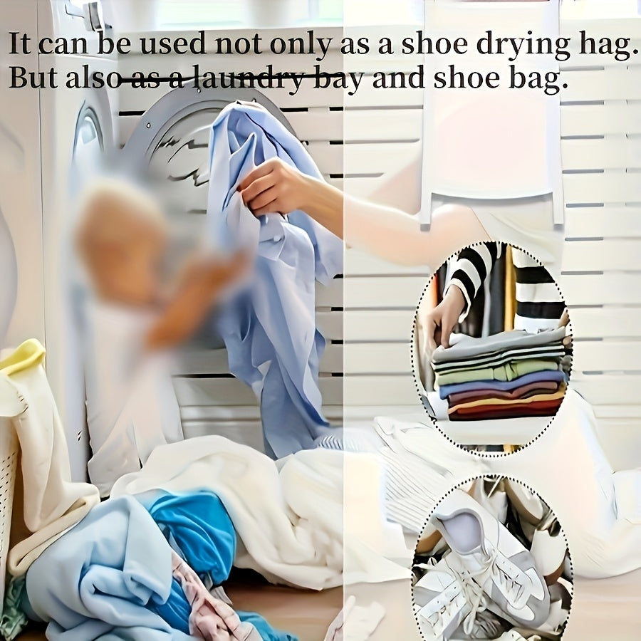 Durable Zipper Sports Shoes Storage Bag - Tear-Resistant Mesh Laundry & Drying Bag with Elastic Belt for Washing Machine, Home & Commercial Use, Clear Front Panel | Sturdy Construction, Clothes Organizer Storage