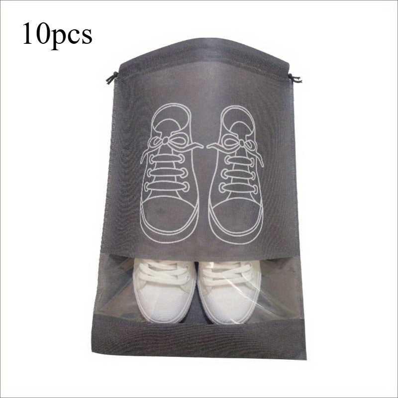 10\u002F5pcs Lightweight Non-woven Travel Shoe Storage Bags - Waterproof, Transparent & Perfect for Organizing