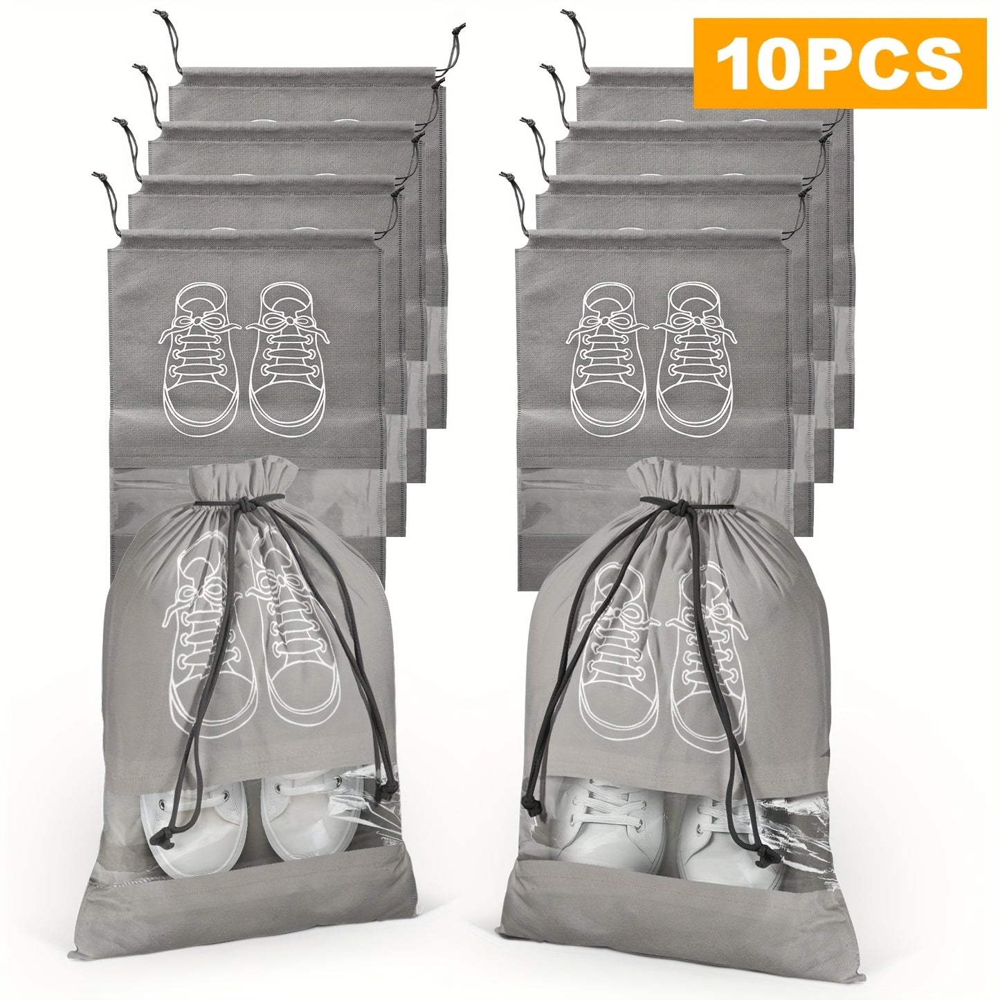 10pcs Travel Shoe Organizer Portable Non-Woven Shoe Storage Bag Mobile Shoe Organizer With Drawstring Pocket Multifunctional Shoe Dust Bag