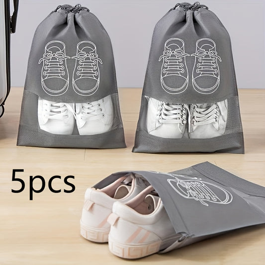 10\u002F5pcs Lightweight Non-woven Travel Shoe Storage Bags - Waterproof, Transparent & Perfect for Organizing