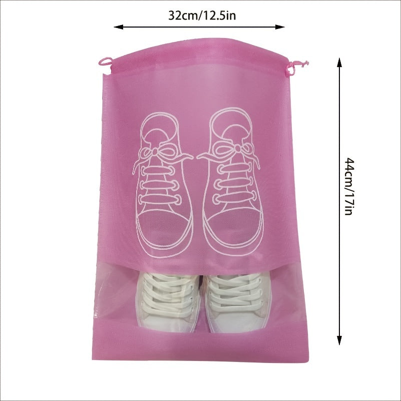10pcs Large Waterproof Shoe Bags with Drawstring - Durable Polyester Travel Organizer for Men & Women's Footwear, Jewelry & Watches