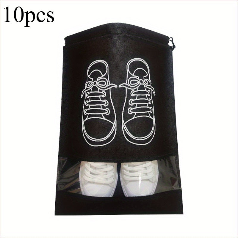 10\u002F5pcs Lightweight Non-woven Travel Shoe Storage Bags - Waterproof, Transparent & Perfect for Organizing