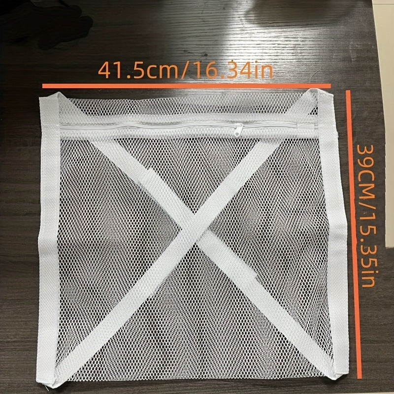 Durable Zipper Sports Shoes Storage Bag - Tear-Resistant Mesh Laundry & Drying Bag with Elastic Belt for Washing Machine, Home & Commercial Use, Clear Front Panel | Sturdy Construction, Clothes Organizer Storage