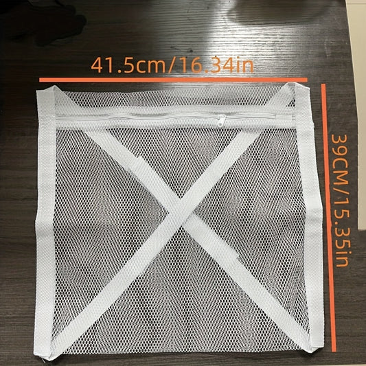 Durable Zipper Sports Shoes Storage Bag - Tear-Resistant Mesh Laundry & Drying Bag with Elastic Belt for Washing Machine, Home & Commercial Use, Clear Front Panel | Sturdy Construction, Clothes Organizer Storage