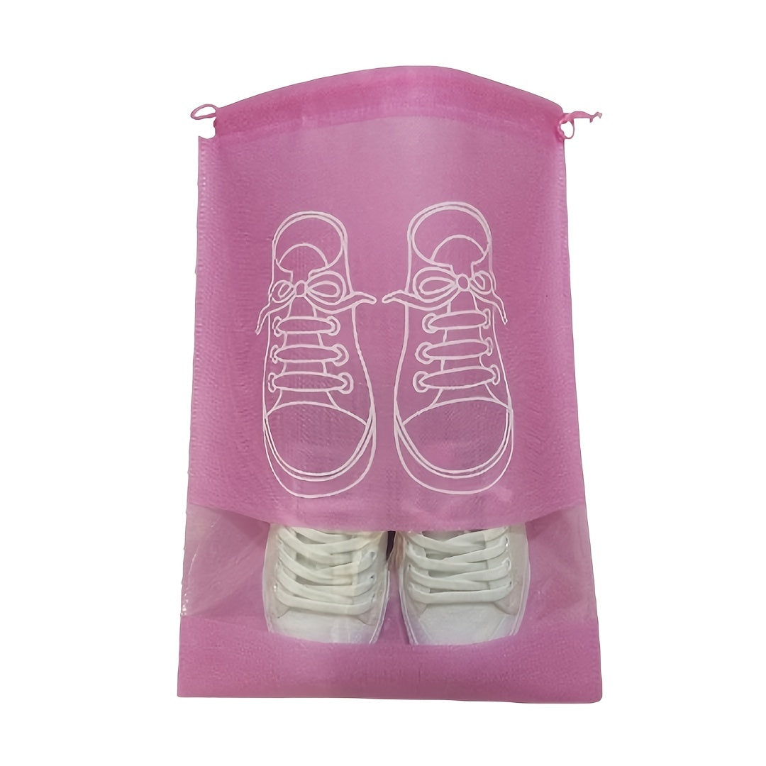 10pcs Large Waterproof Shoe Bags with Drawstring - Durable Polyester Travel Organizer for Men & Women's Footwear, Jewelry & Watches
