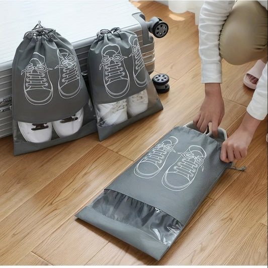 10\u002F5pcs Lightweight Non-woven Travel Shoe Storage Bags - Waterproof, Transparent & Perfect for Organizing