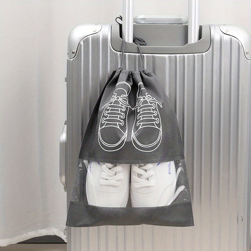 10\u002F5pcs Lightweight Non-woven Travel Shoe Storage Bags - Waterproof, Transparent & Perfect for Organizing