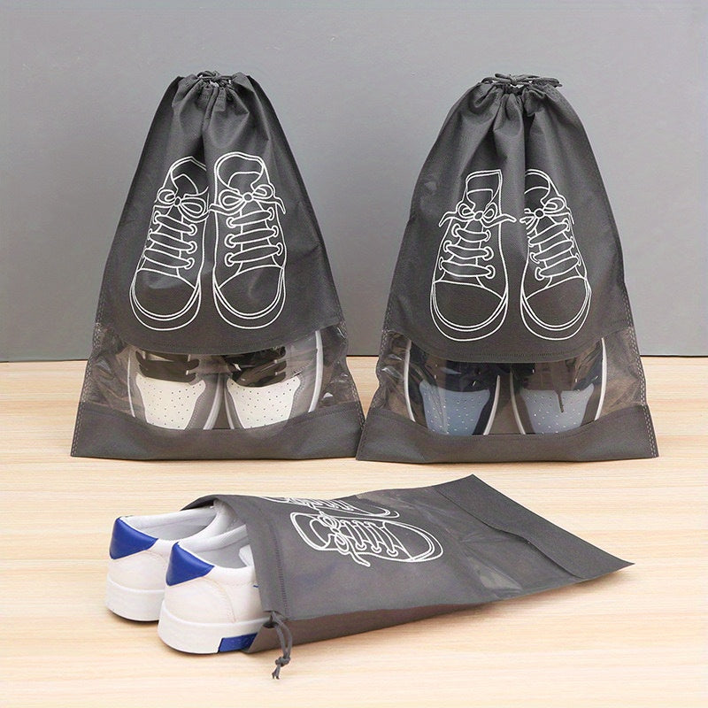 10\u002F5pcs Lightweight Non-woven Travel Shoe Storage Bags - Waterproof, Transparent & Perfect for Organizing