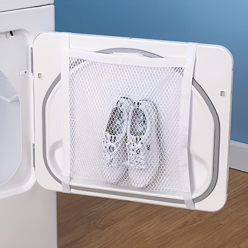 Durable Zipper Sports Shoes Storage Bag - Tear-Resistant Mesh Laundry & Drying Bag with Elastic Belt for Washing Machine, Home & Commercial Use, Clear Front Panel | Sturdy Construction, Clothes Organizer Storage